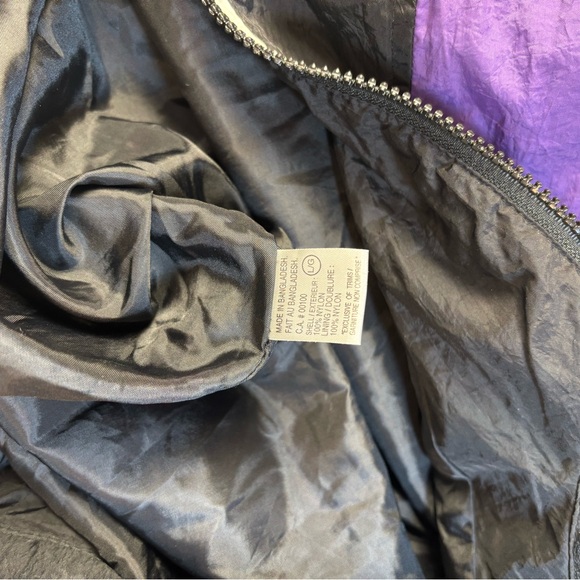 Vintage 90s Sportek Windbreaker Jacket Black Purple Nylon Colorblock L - Picture 5 of 5